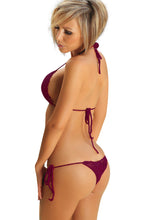 Load image into Gallery viewer, Honeysuckle Burgundy Crochet Triangle Bikini Top