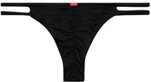 Load image into Gallery viewer, Black Double Strap Micro Scrunch Bikini Bottoms