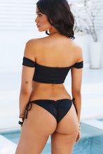 Load image into Gallery viewer, Black Off Shoulder Bikini Top