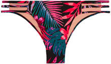 Load image into Gallery viewer, Black Tropical Triple Strap Classic Scrunch Bikini Bottom