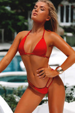 Load image into Gallery viewer, Solid Red Double Strap Micro Scrunch Bikini Bottoms