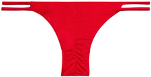 Load image into Gallery viewer, Solid Red Double Strap Micro Scrunch Bikini Bottoms