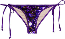 Load image into Gallery viewer, Purple & Gold Sequin Classic Scrunch Bikini Bottoms