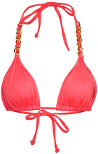 Load image into Gallery viewer, Neon Coral Triangle Bikini On a Chain Top