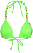 Load image into Gallery viewer, Neon Green Triangle Bikini On a Chain Top