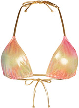 Load image into Gallery viewer, Sunset Tie Dye Shimmer Triangle Top