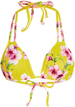 Load image into Gallery viewer, Yellow Cherry Blossom Double Strap Triangle Bikini Top