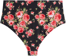 Load image into Gallery viewer, Black Rose High Waist Bikini Bottom