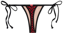 Load image into Gallery viewer, Red & Black Mesh Thong Bottom