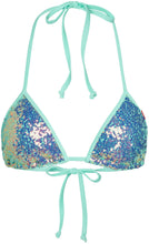 Load image into Gallery viewer, Mint Mermaid Sequin Triangle Top