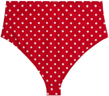 Load image into Gallery viewer, Red Polka Dot High Waist Bikini Bottom