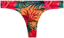Load image into Gallery viewer, Sunset Tropical Print Banded Brazilian Thong Bikini Bottoms