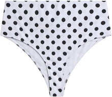Load image into Gallery viewer, White Polka Dot High Waist Bikini Bottom