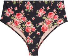 Load image into Gallery viewer, Black Rose High Waist Bikini Bottom