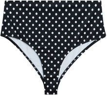 Load image into Gallery viewer, Black Polka Dot High Waist Bikini Bottom
