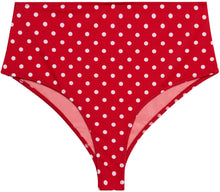 Load image into Gallery viewer, Red Polka Dot High Waist Bikini Bottom