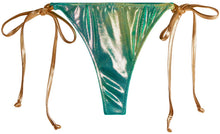 Load image into Gallery viewer, Blue Green Tie Dye Shimmer Brazilian Thong Bottom