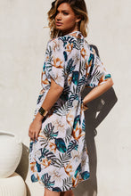 Load image into Gallery viewer, White Tropical Beach Cover Up w/ Drawstring Waist
