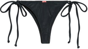 Black Ribbed Brazilian Thong Bottom