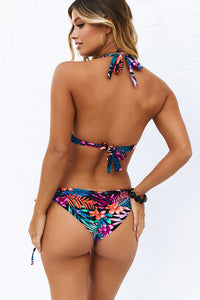 Black Tropical Full Coverage Mid-Rise Scrunch Bottom