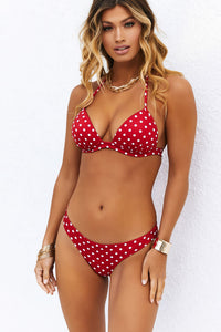 Red Polka Dot Banded Brazilian Thong Bottom