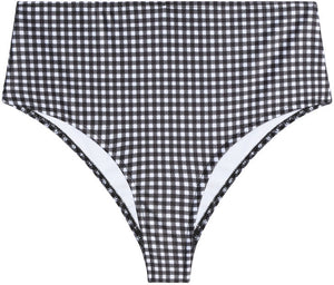 Black & White Gingham High Waist Bikini Bottom