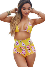 Load image into Gallery viewer, Yellow Cherry Blossom Print Triangle Top
