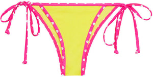 Neon Yellow & Pink Polka Dot Micro Bikini Bottom