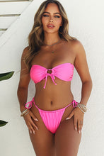 Load image into Gallery viewer, Neon Pink High-Hip Classic Ruched Bikini Bottom
