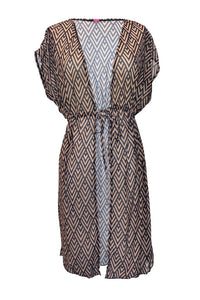 Chevron Chic Open Mesh Cover Up w/ Drawstring Waist