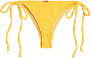 Yellow Ribbed Brazilian Thong Turnback