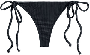 Black Ribbed Brazilian Thong Bottom