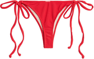 Red Ribbed Brazilian Thong Bottom