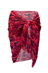 Berry Crush Camo Sheer Chiffon Sarong Cover Up