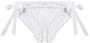 White Classic Bridal Ruffle Lace Bikini Bottom
