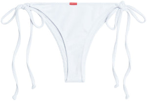 White Ribbed Brazilian Thong Bottom