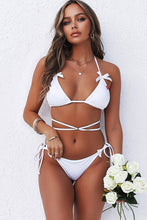 Load image into Gallery viewer, White Bridal Strappy Triangle Bikini Top with Bows
