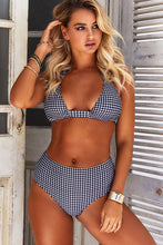 Load image into Gallery viewer, Black &amp; White Gingham High Waist Bikini Bottom
