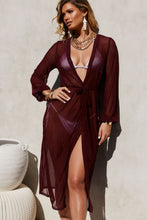 Load image into Gallery viewer, Wanderlust Burgundy Chiffon Kimono Cover Up
