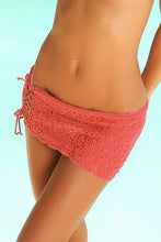 Load image into Gallery viewer, Tequila Sunset Coral  Mini Crochet Beach Skirt Cover Up
