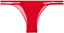 Load image into Gallery viewer, Solid Red Double Strap Micro Scrunch Bikini Bottoms
