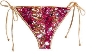 Gold & Fuchsia Sequin Classic Scrunch Bottom