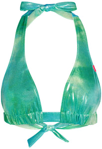 Blue Green Tie Dye Shimmer Adjustable Halter Top