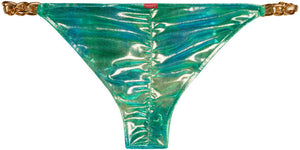 Blue Green Tie Dye Shimmer Classic Bikini On a Chain Bottom