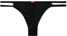 Load image into Gallery viewer, Solid Black Double Strap Micro Scrunch Bikini Bottoms
