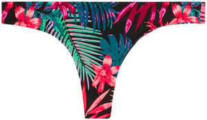 Black Tropical Banded Brazilian Thong Bottom