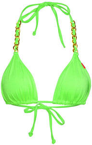 Neon Green Triangle Bikini On a Chain Top