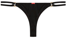 Load image into Gallery viewer, Black Double Strap Side Loops Brazilian Thong Bikini Bottom
