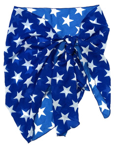 Patriotic Stars Sheer Chiffon Sarong Cover Up