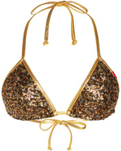 Load image into Gallery viewer, Gold Galaxy Sequin Triangle Top
